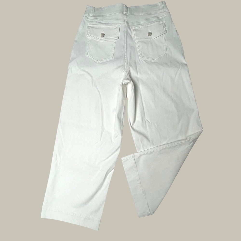 Spanx Stretch Twill Bright White Cropped Wide Leg Pants Women's XL - Picture 5 of 13